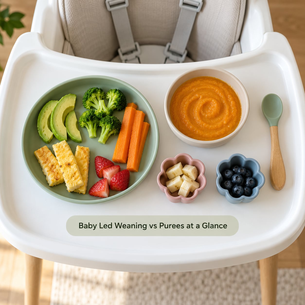 Baby Led Weaning vs Purees at a Glance